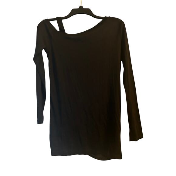 GUC Women's One Cold Shoulder Black Long Sleeve Top Casual Soft Size Small - Picture 2 of 5
